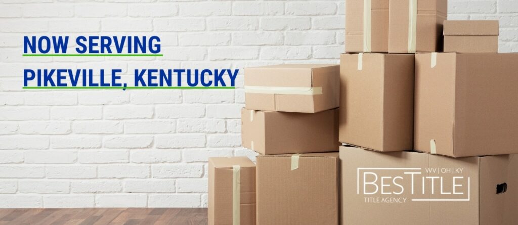Boxes packed for moving into the Pikeville, Kentucky BesTitle office.