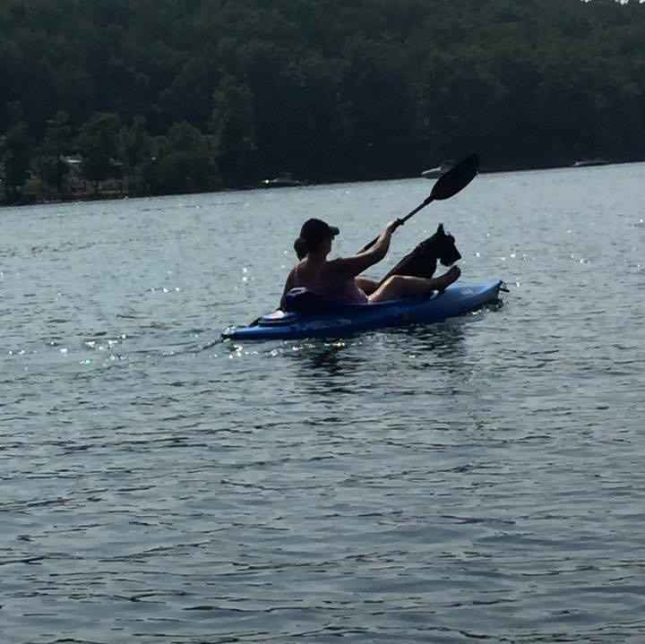 Jalea Morgan in a kayak on lake.